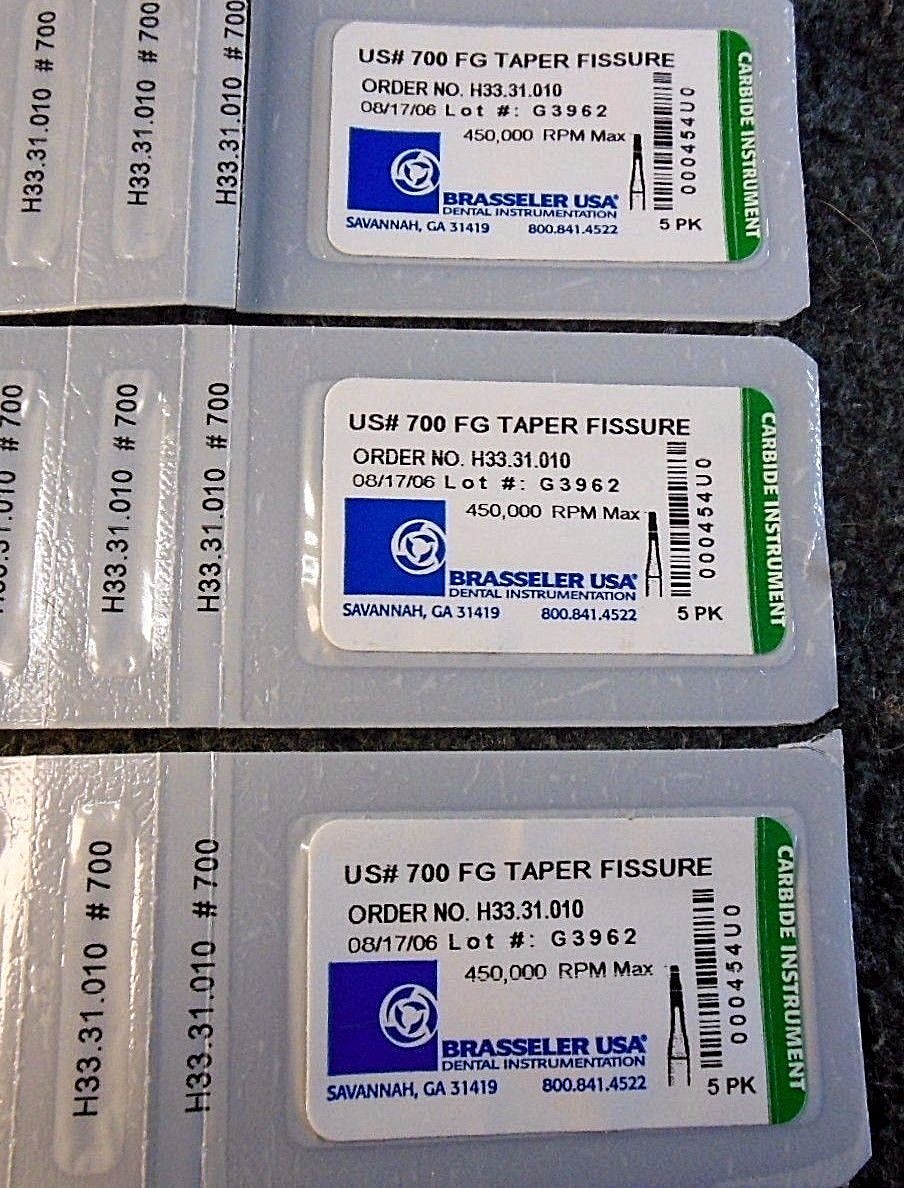 BRASSELER USA US #700 FG TAPER FISSURE CARBIDE INSTRUMENT (15 BURS)