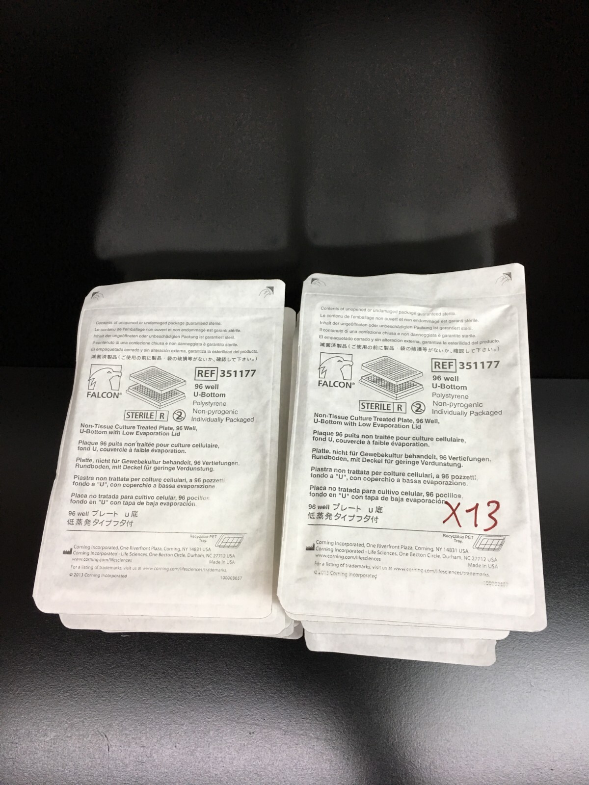 Corning Falcon REF 351177 Clear Round Bottom 96-well Microplate Lot 13 PCS