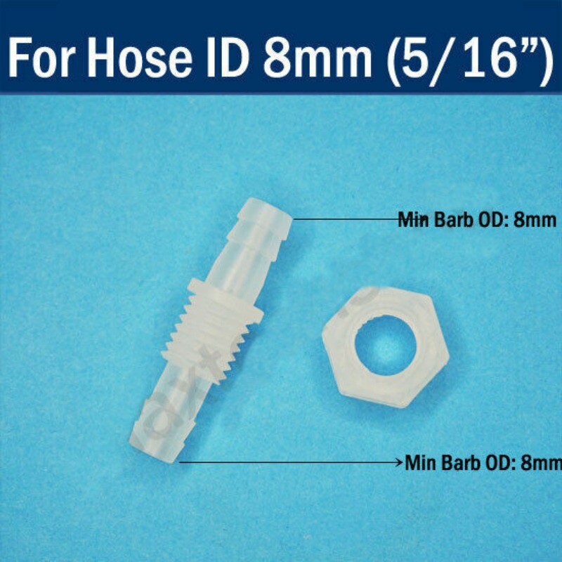 Plastic Straight Elbow Bulkhead Fitting Hose Barb Tube Connector Inch In 1~12mm