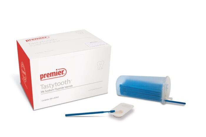 Premier Dental TastyTooth Fluoride 5% NaF 0.5 mL White 100/Bx gluten-free