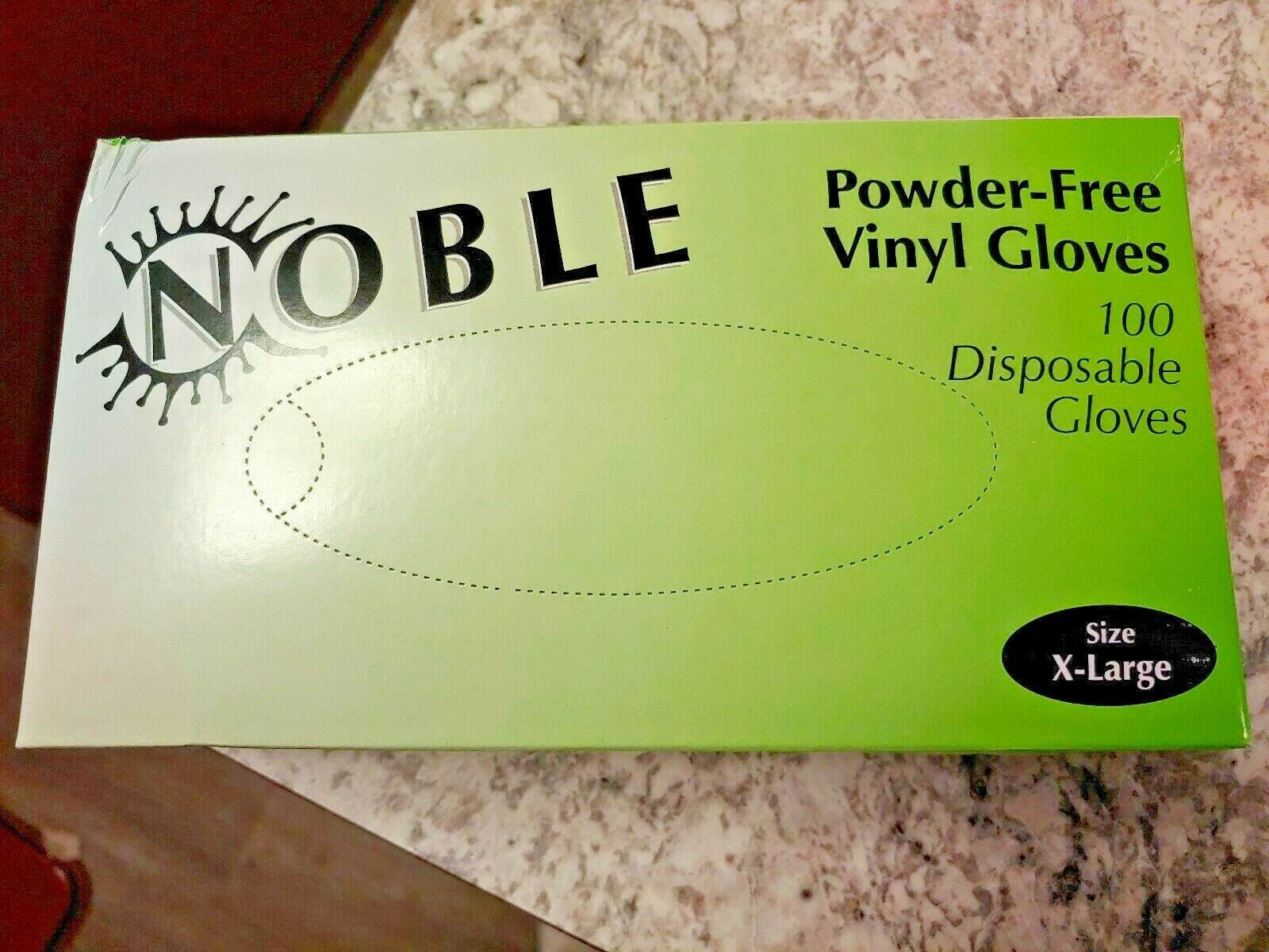2 BOXES Noble Vinyl Powder-Free Disposable Rubber Gloves CLEAR – 100 Pcs
