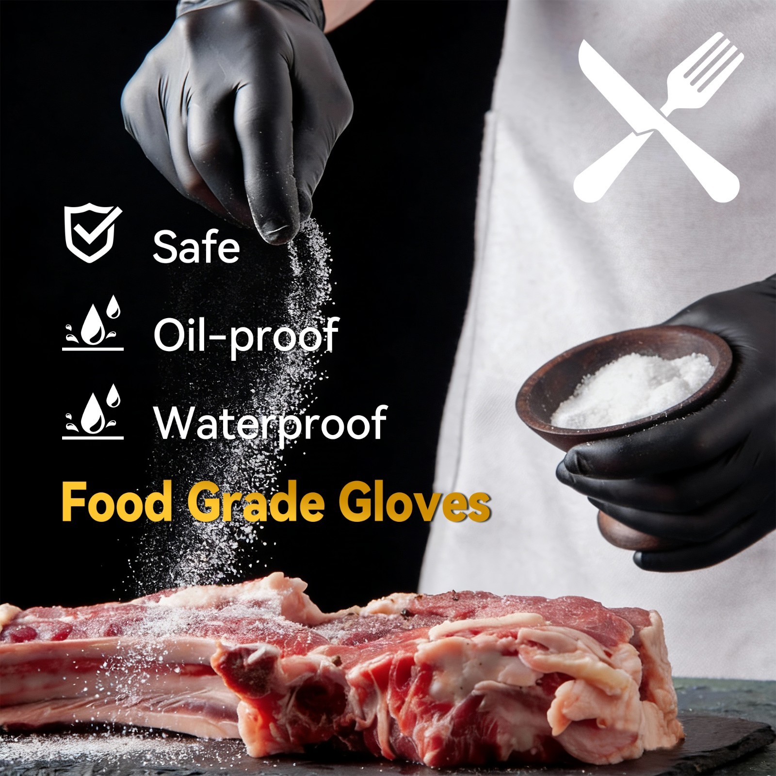 Disposable Nitrile Gloves, 5 Mil Black – Powder & Latex Free For Home Clean Use