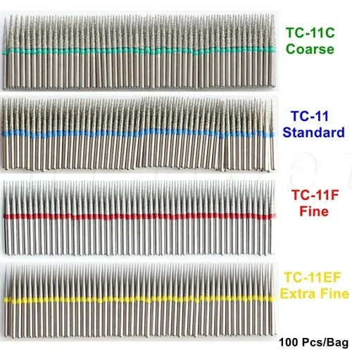 200Pcs Dental Diamond Burs Grit High Speed Handpiece Polishers Dia. 1.6mm Drill