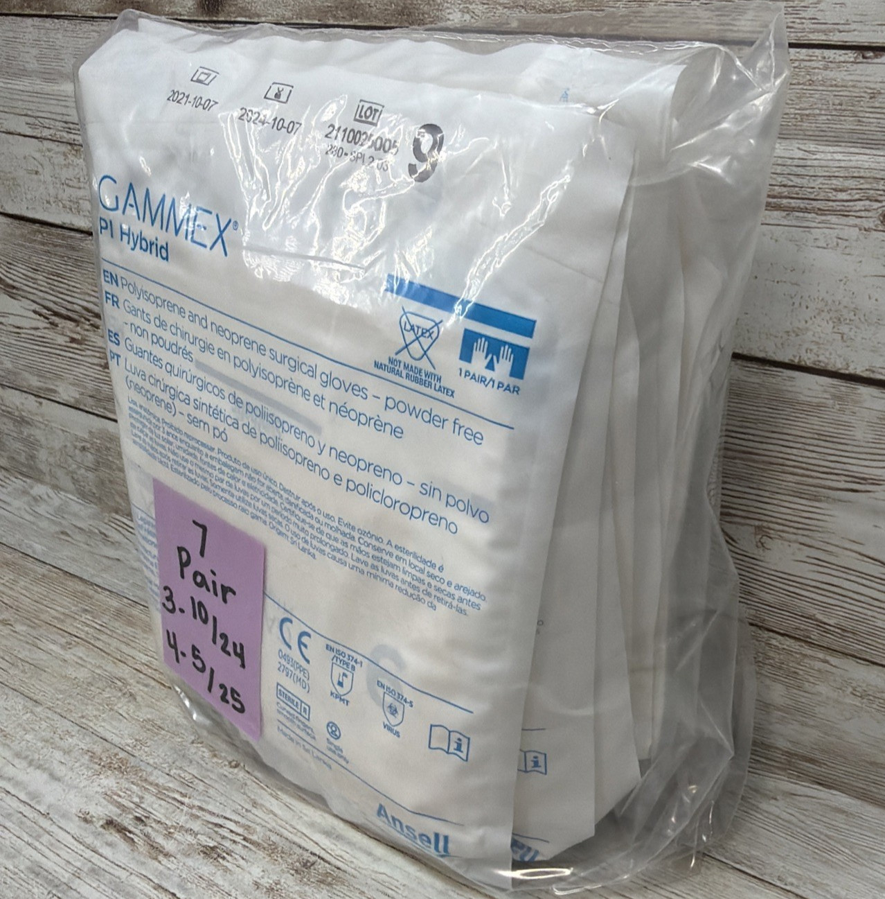 Gammex PI Hybrid Surgical Gloves Sterile Ansell *7 Pair* Size: 9 *See Dates*