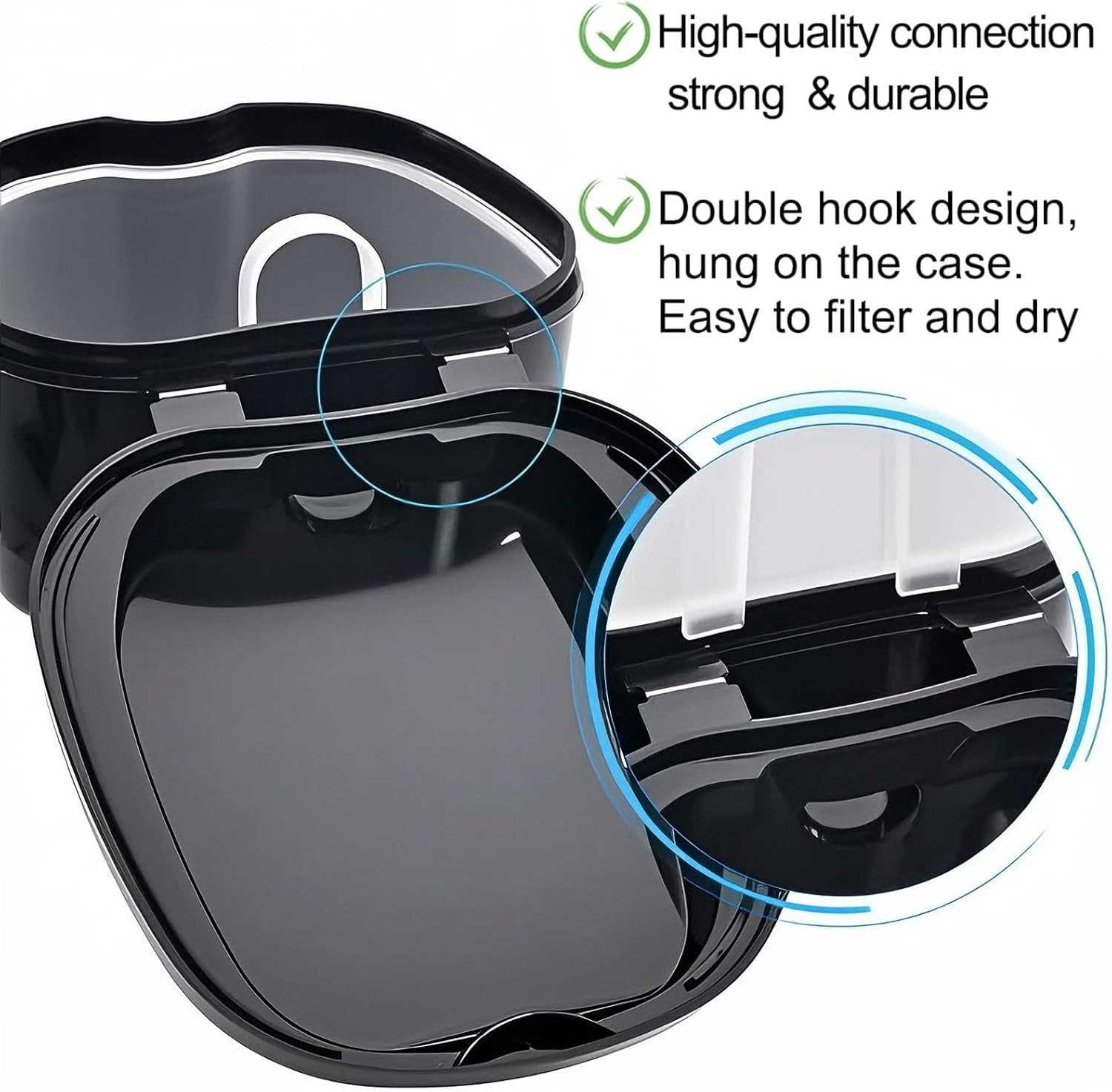 Black Denture Soaking Container Partial Denture Case, Orthodontic Retainer Cl…