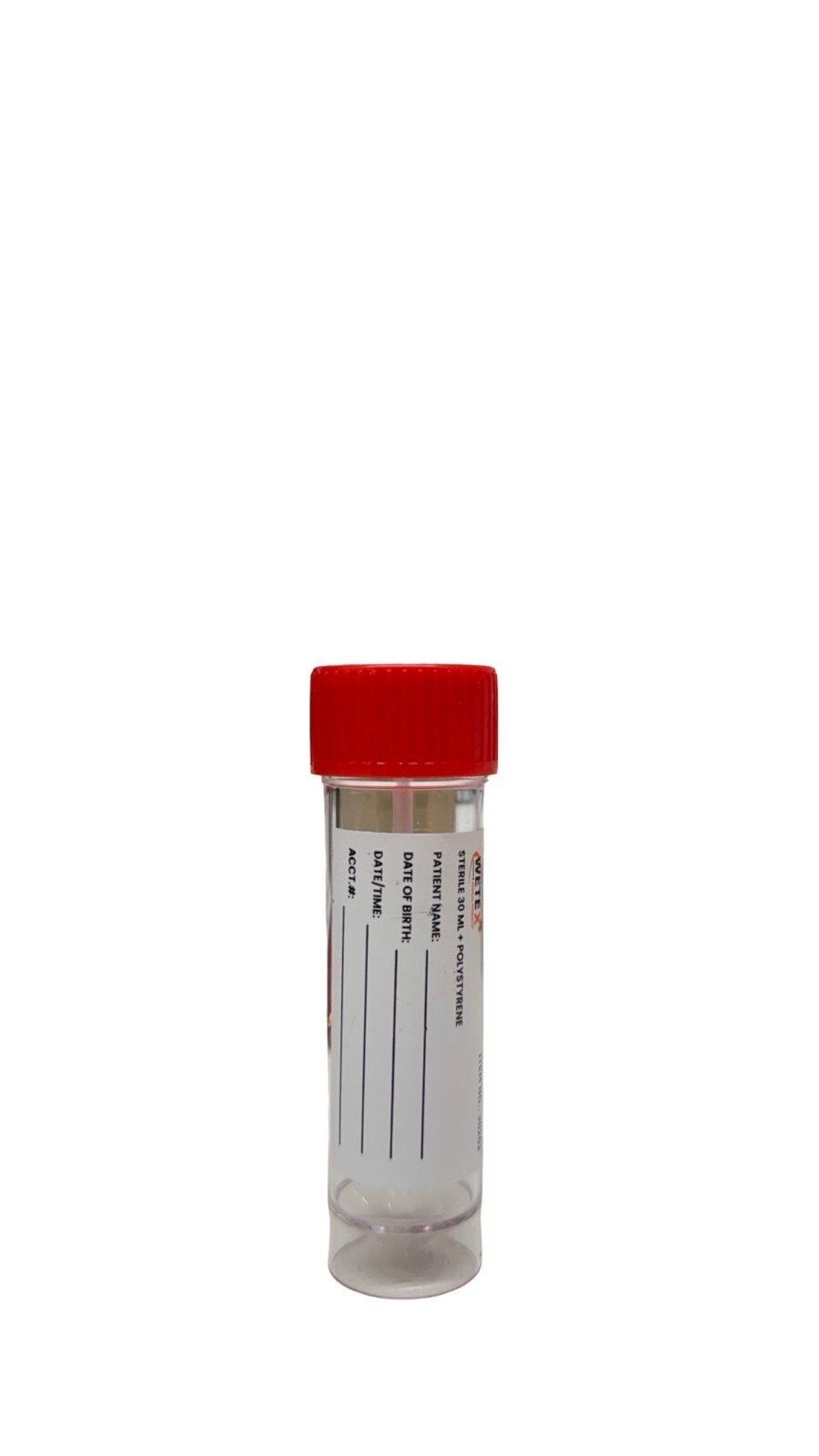 Stool Specimen Container – Sterile, Clear-Red Cap, 30mL