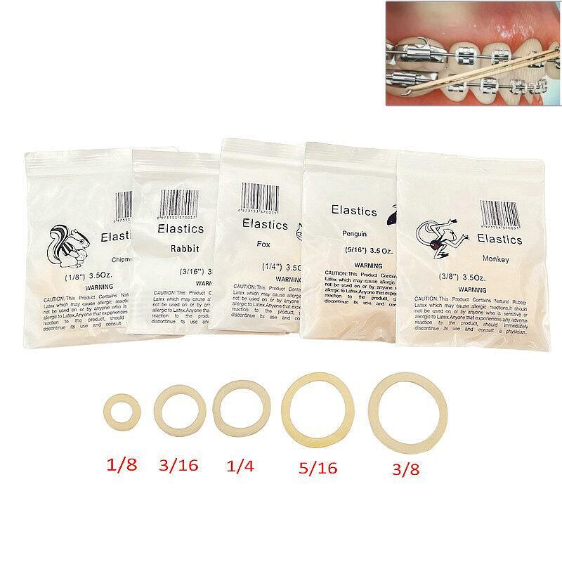 100pcs Dental Rubber Bands Ortho Elastics Latex Braces Non-toxic 3.5/4.5/6.5oz