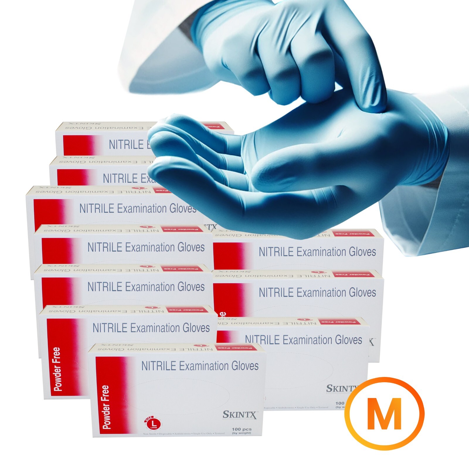 1000 Pcs – M – Medical Blue Nitrile Exam Dental Powder Free Disposable Gloves