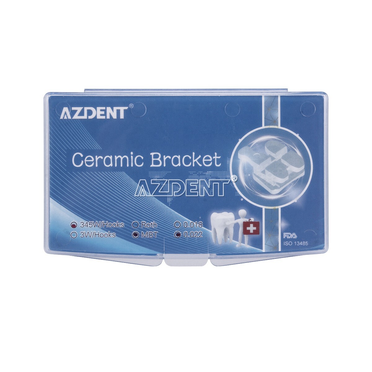 AZDENT Dental Ceramic Brackets Orthodontic Braces Roth.022 345 Hooks 20pcs /kit