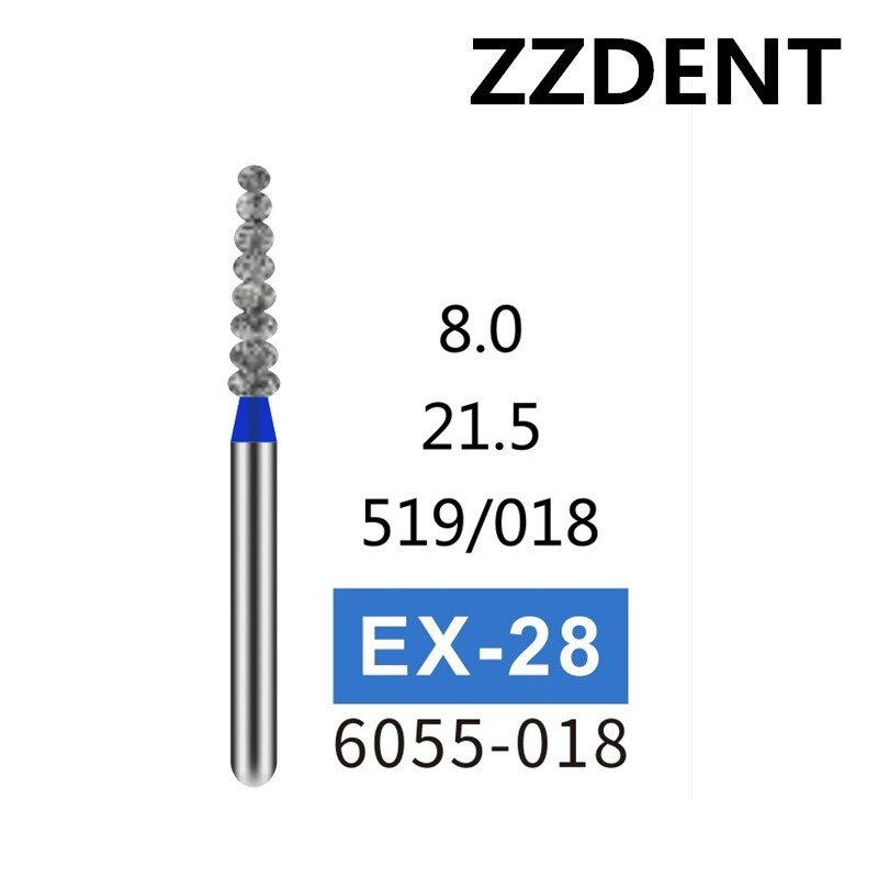 10 PCS EX-28 6055-018 Cross Reducation Blue Medium Grit FG Dental Diamond Burs