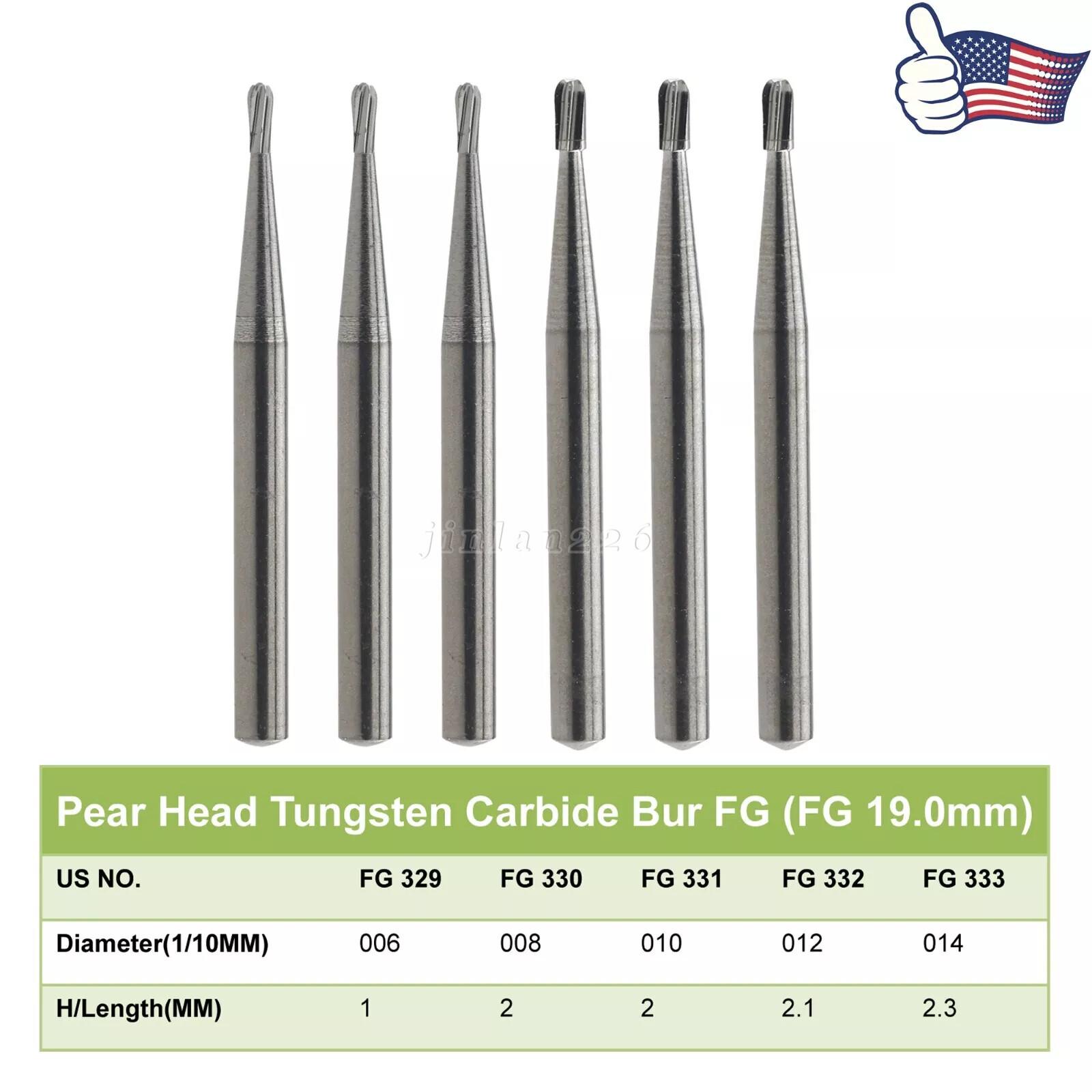 Dental Carbide Burs High Speed FG 19mm / Surgical FGOS FG SL 557 25mm