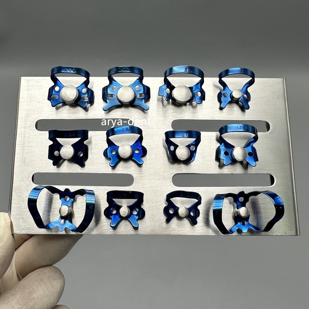 Endodontic Rubber Dam Clamp With Sliver Tray Dental Lab Instruments 12pcs/Kit
