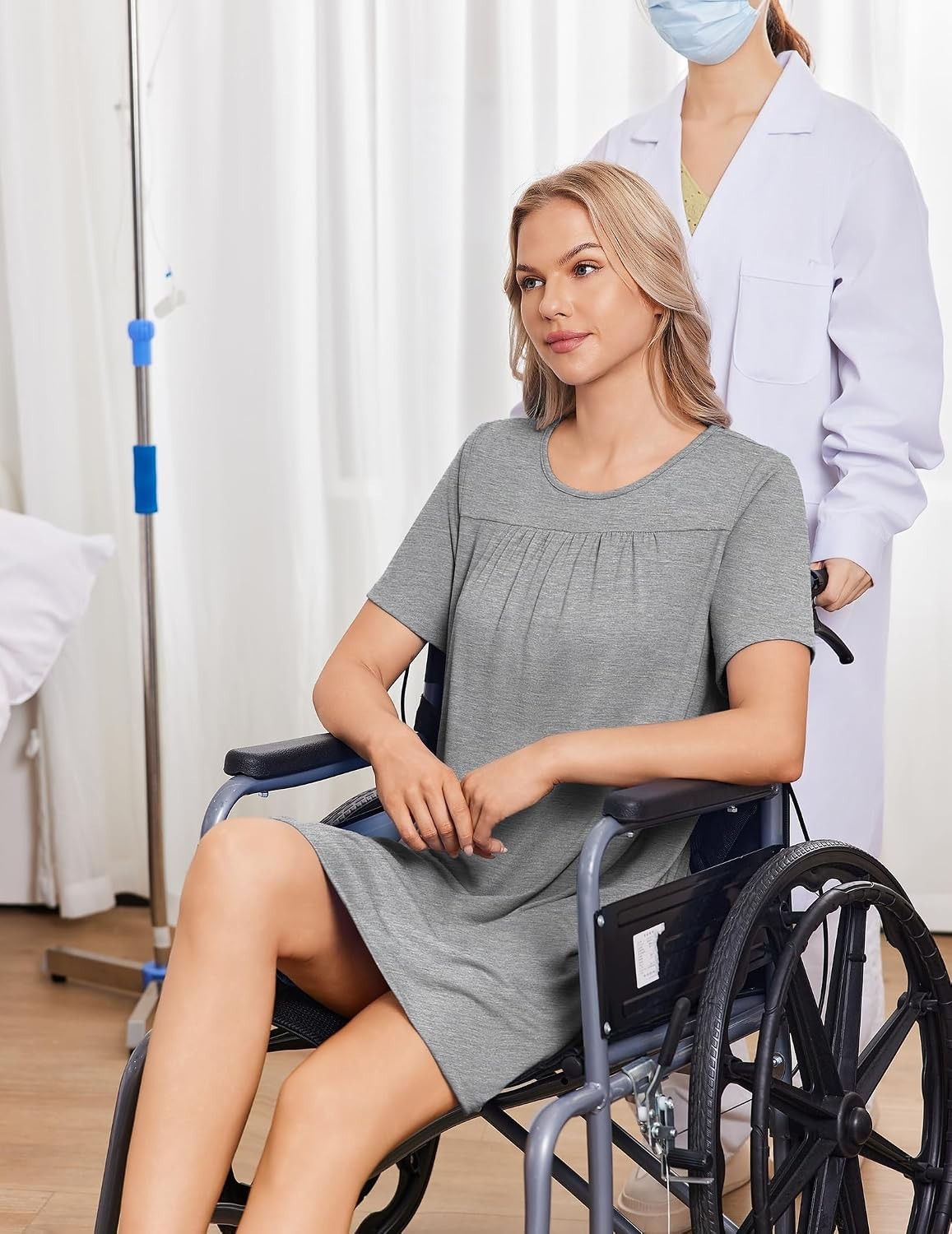 Elegant Open Back Adaptive Nightgown with Tear Away Snaps for Women – X-Large