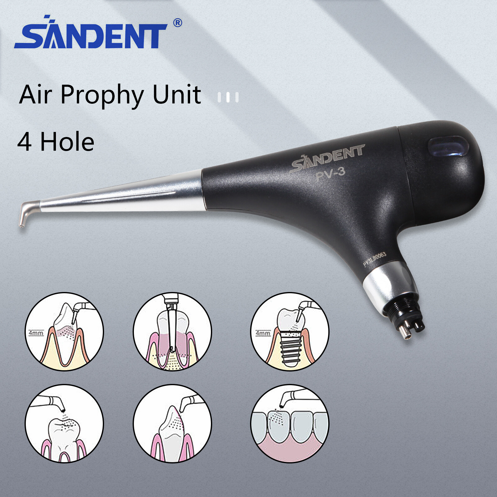 Dental Air Polisher PV-3 Jet Flow hygiene Teeth Prophy Polishing 4Hole OR