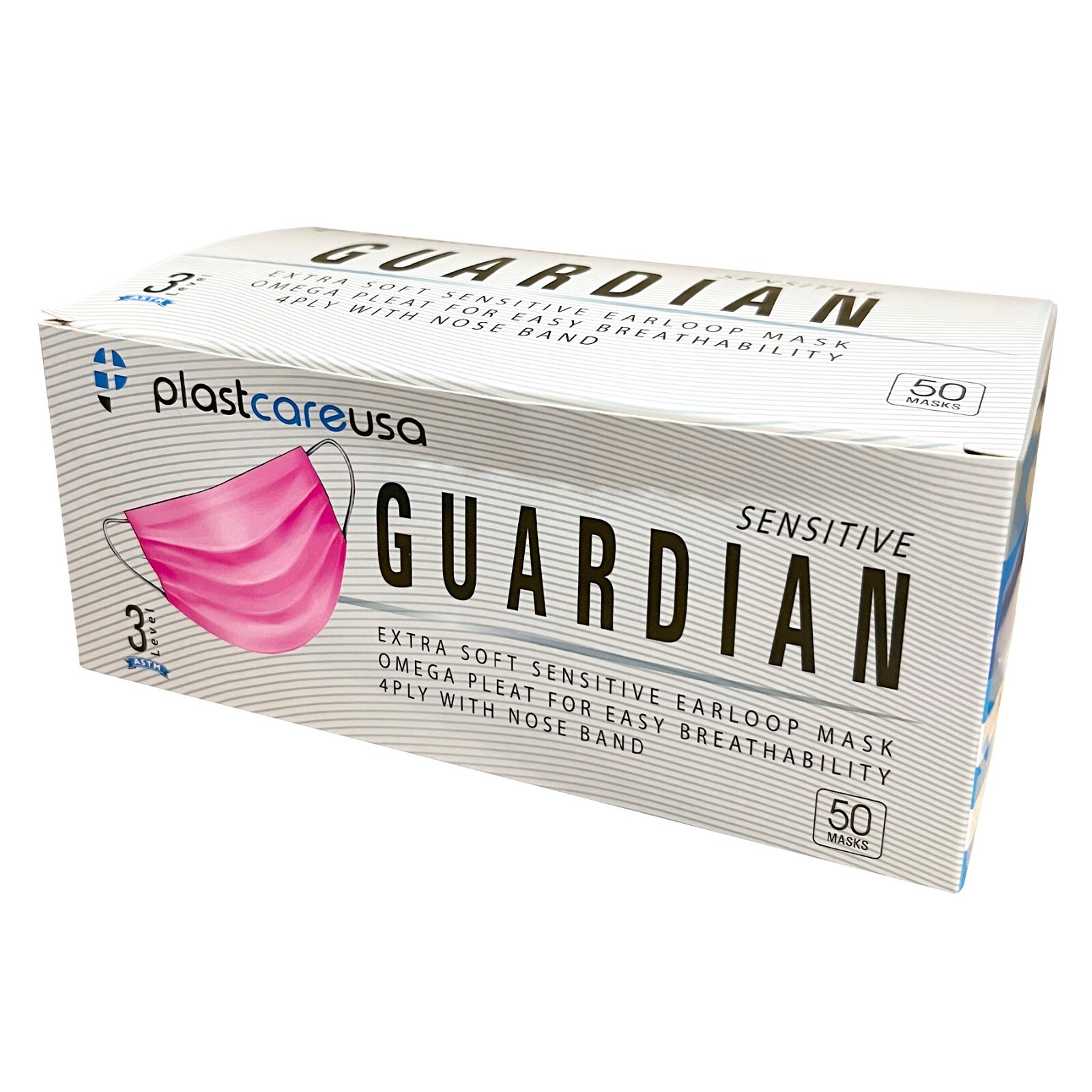 100 Pink Surgical Face Masks, ASTM Level 3 Medical Disposable 4-Ply 2 Box of 50