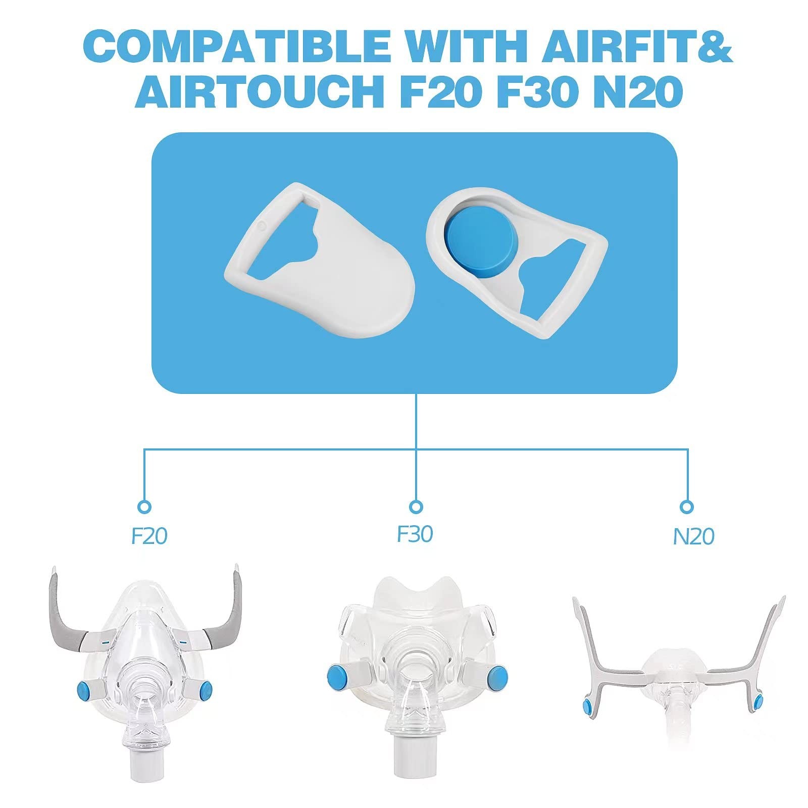 Quick-Disconnect Cpap Headgear Clips Magnetic Mask 2 Pack, Blue