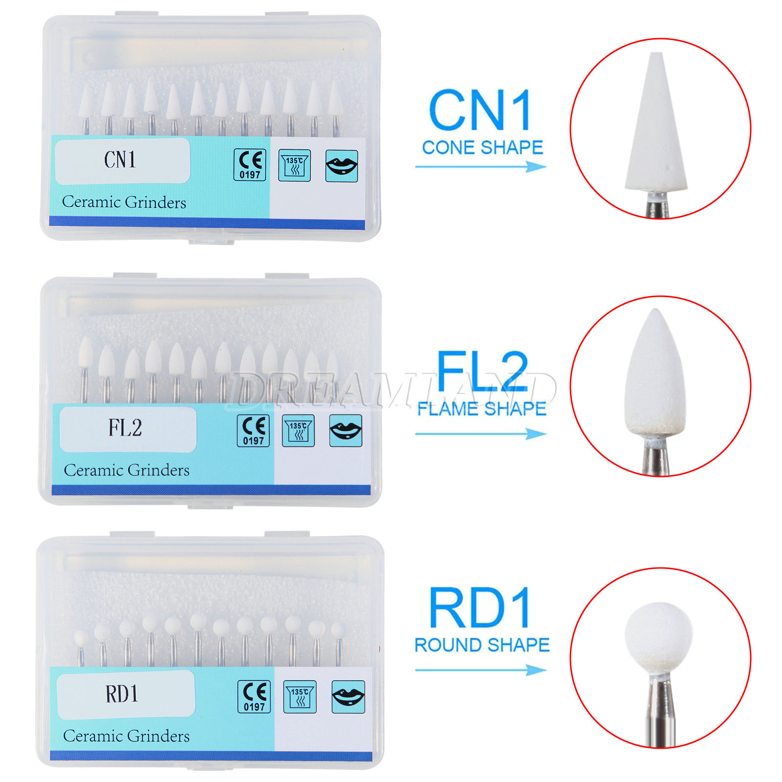Dental Polishing Stone Flame Cone Shape FG Burs Drills Arkansas Stone
