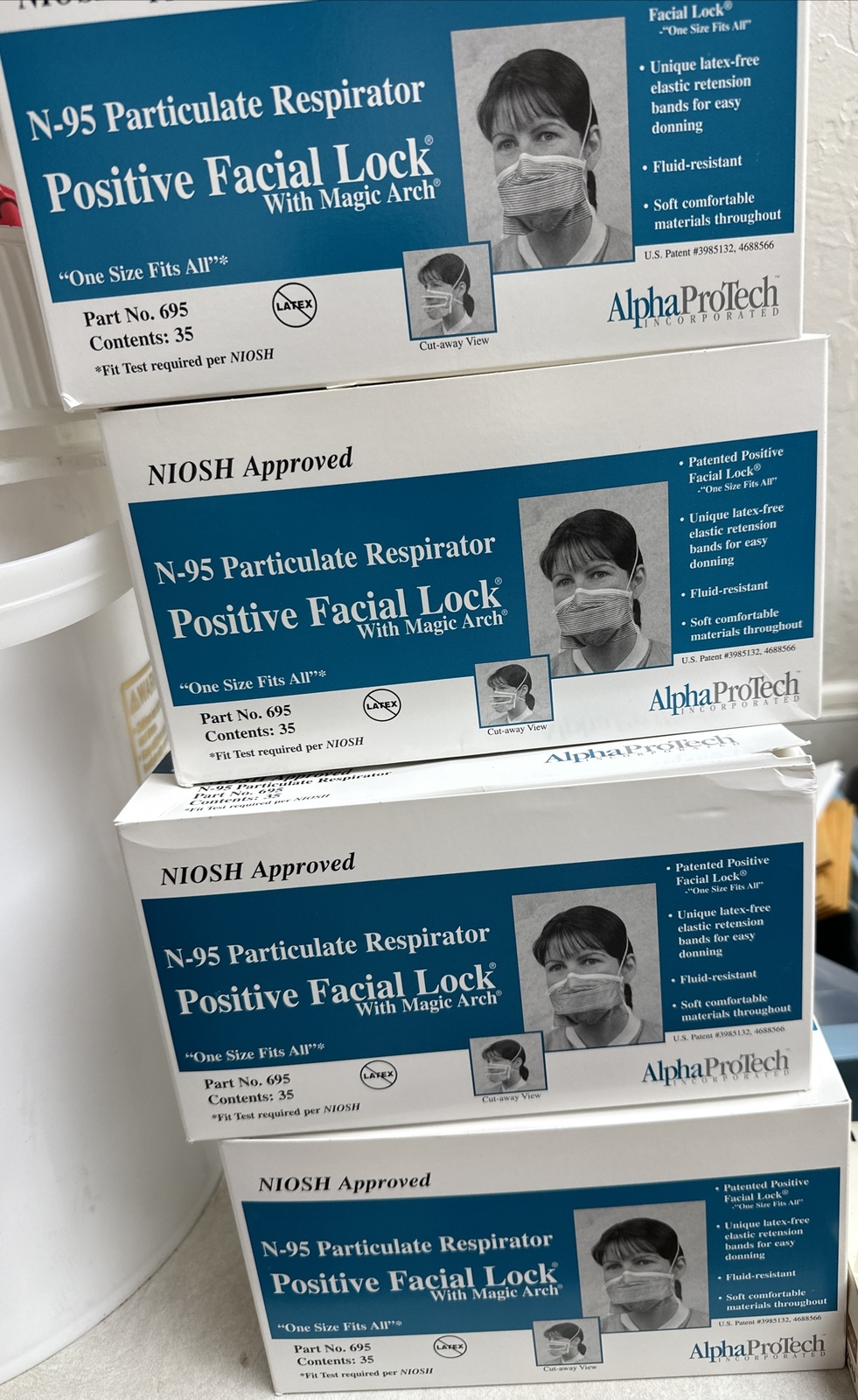 Alpha Protech N95 respirator NIOSH approved-USA Made-Face Masks 4 Boxes=140ct-H1