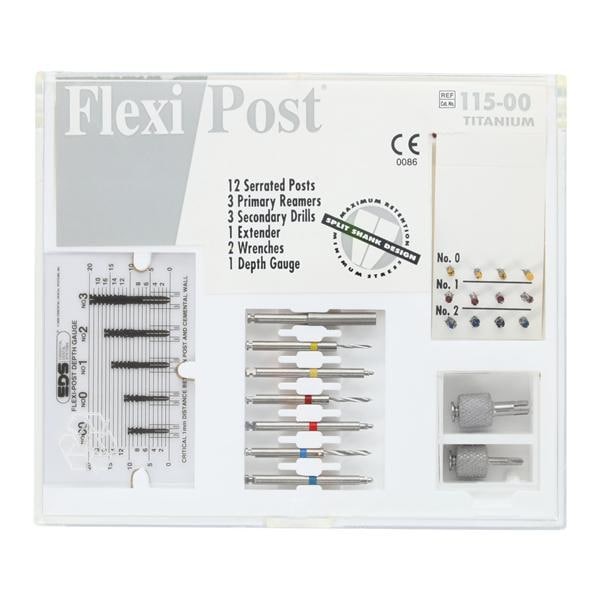 EDS 115-00 Flexi-Post Endodontic Post Intro Kit 0-1-2 Assorted Titanium
