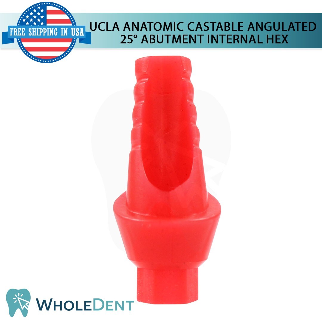 5x UCLA Angulated Anatomic Fully Castable Abutment 25° Int Hex Instrument Tool