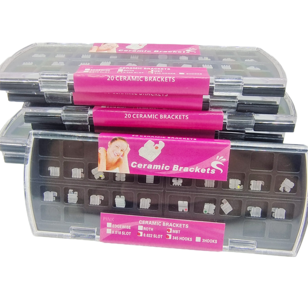 Dental Orthodontic Ceramic Brackets Mesh Base 5*5 MBT 022 3 4 5 Hooks