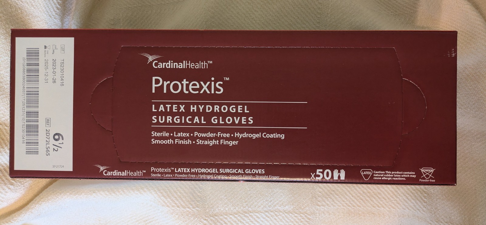 Protexis Latex Hydrogel Surgical Gloves 50 pair Cardinal Size: 6.5 Exp 12/25