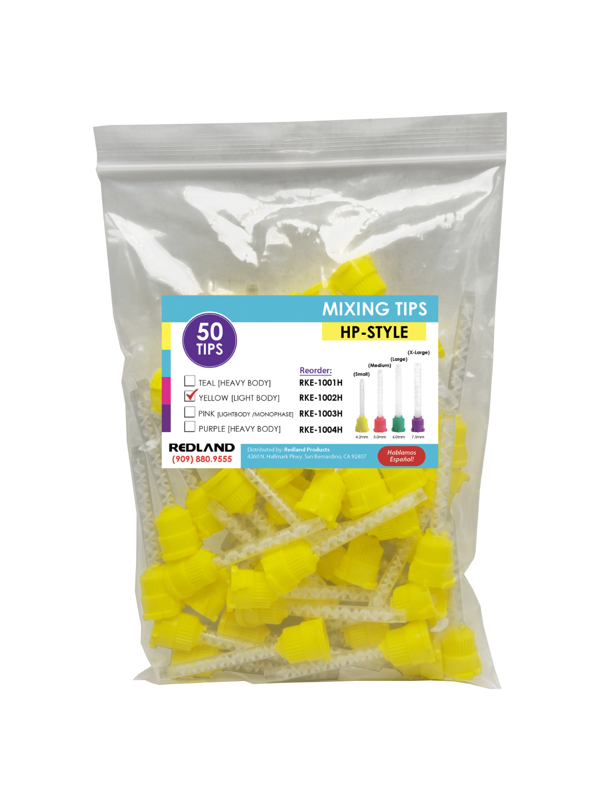 REDLAND Yellow HP Mixing Tips Defend Type 4.2mm Light Body 50PK