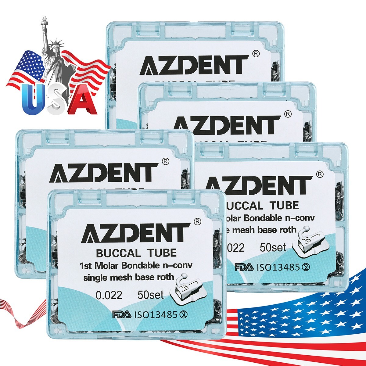 5*AZDENT Dental Split Welding Orthodontic Buccal Tube 1st Molar Roth.022 Single