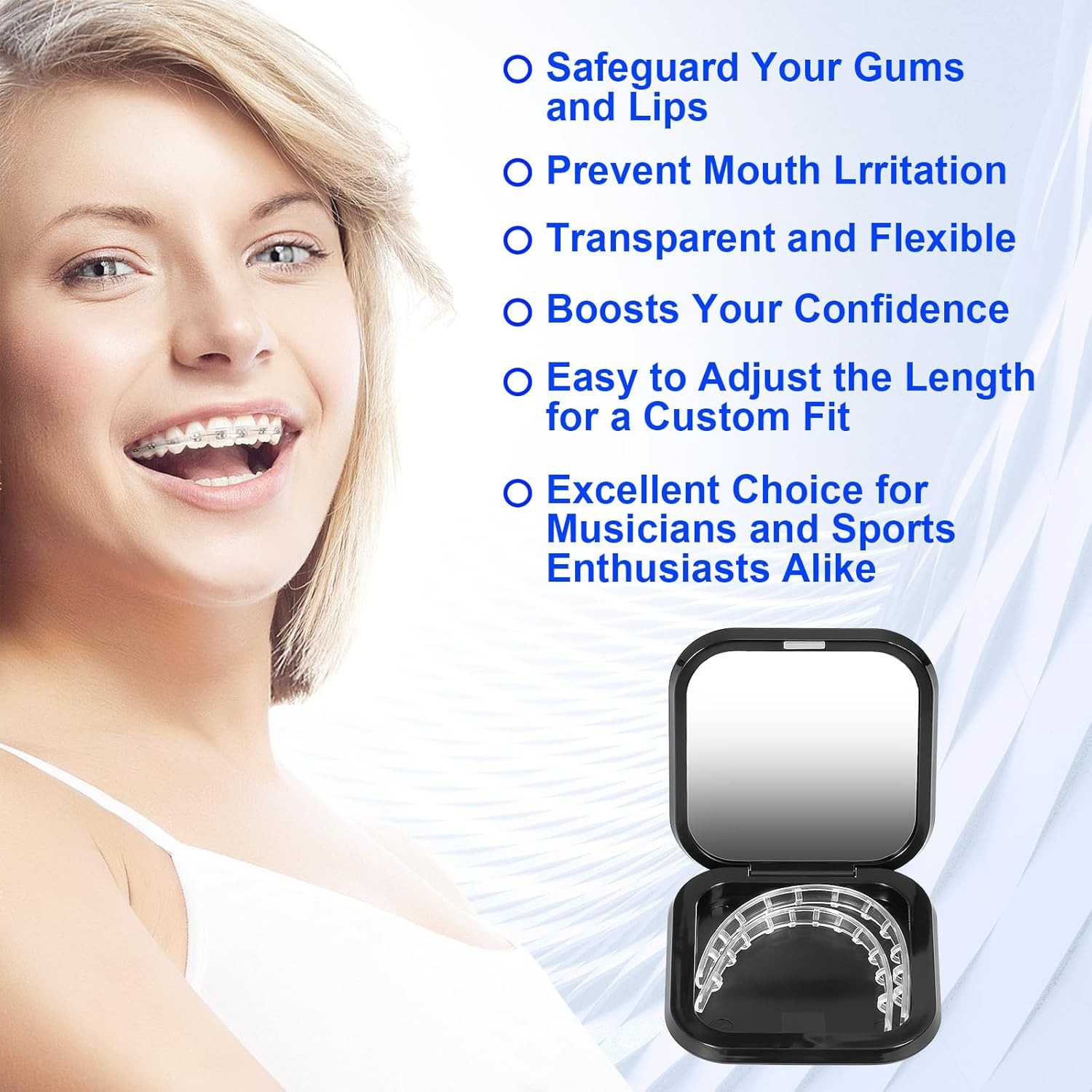 Comfort Cover for Braces – Lip Protector, Cushion, Mouth Guard Black