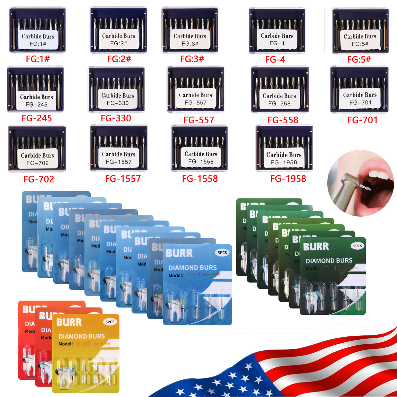 Dental Slow Speed Handpiece Contra Angle 1:1 Fit FG Burs 1.6mm PUZ