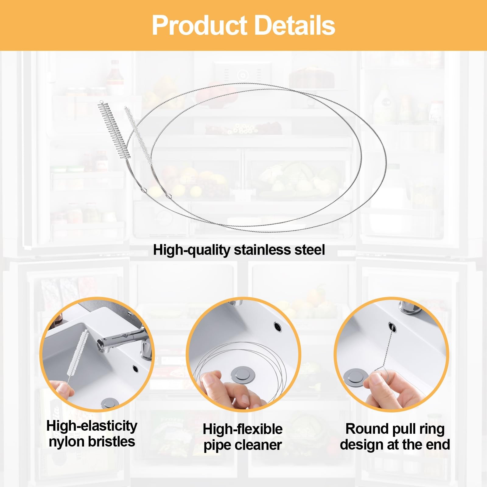 4 Pcs Extra Long Pipe Cleaners,Straw Cleaner Brush 4 PCS, Silver