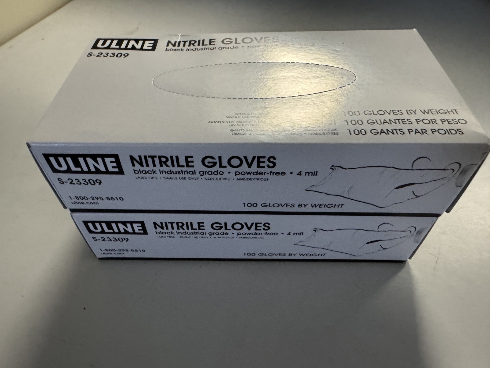 ULINE S-23309 Industrial Grade 4 mil Nitrile Gloves LARGE 100 Count