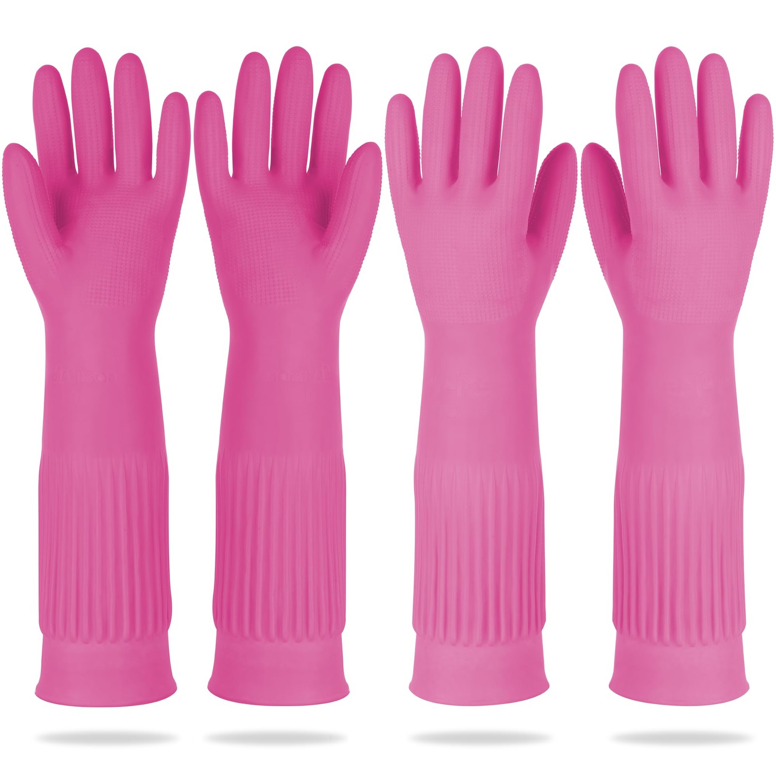 DABOGOSA Reusable Waterproof Dishwashing Gloves Pink XXL 2 Pairs