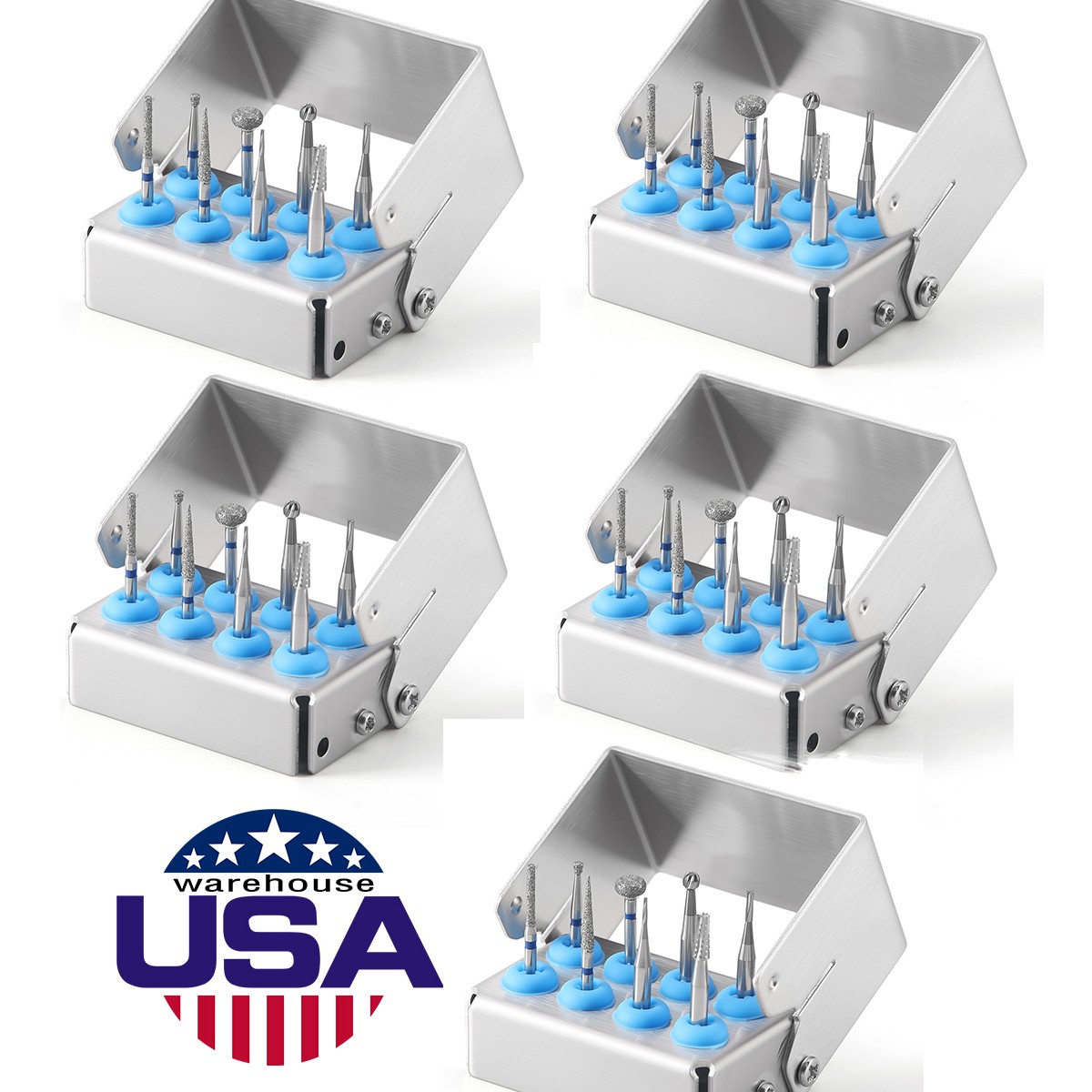 5Pack Dental Burs Block Holder Stand Sterilizer For FG /CA Burs 8Hole