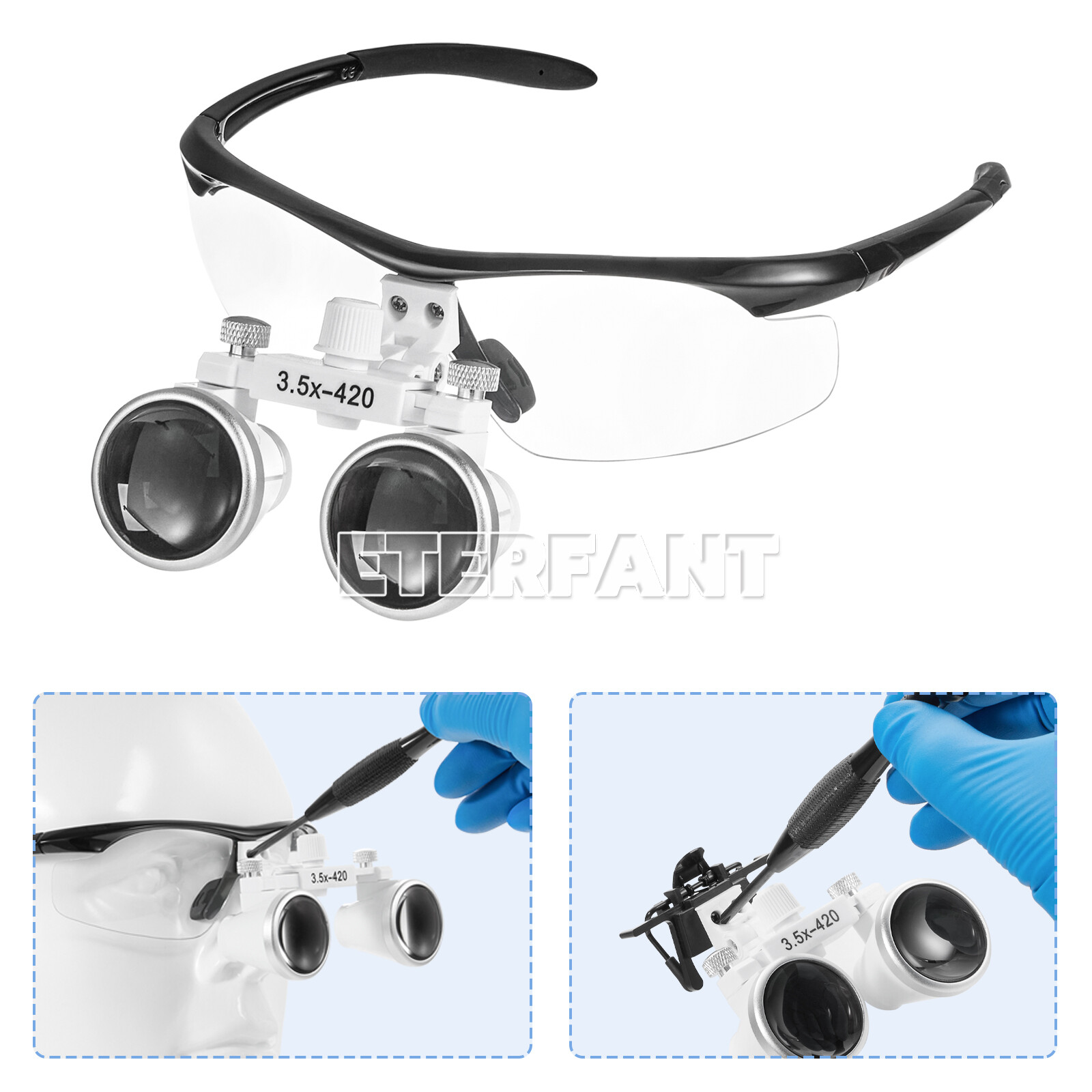 ETERFANT 3.5X Dental Surgical Binocular Loupe Glasses HD/Optical Lens Magnifier