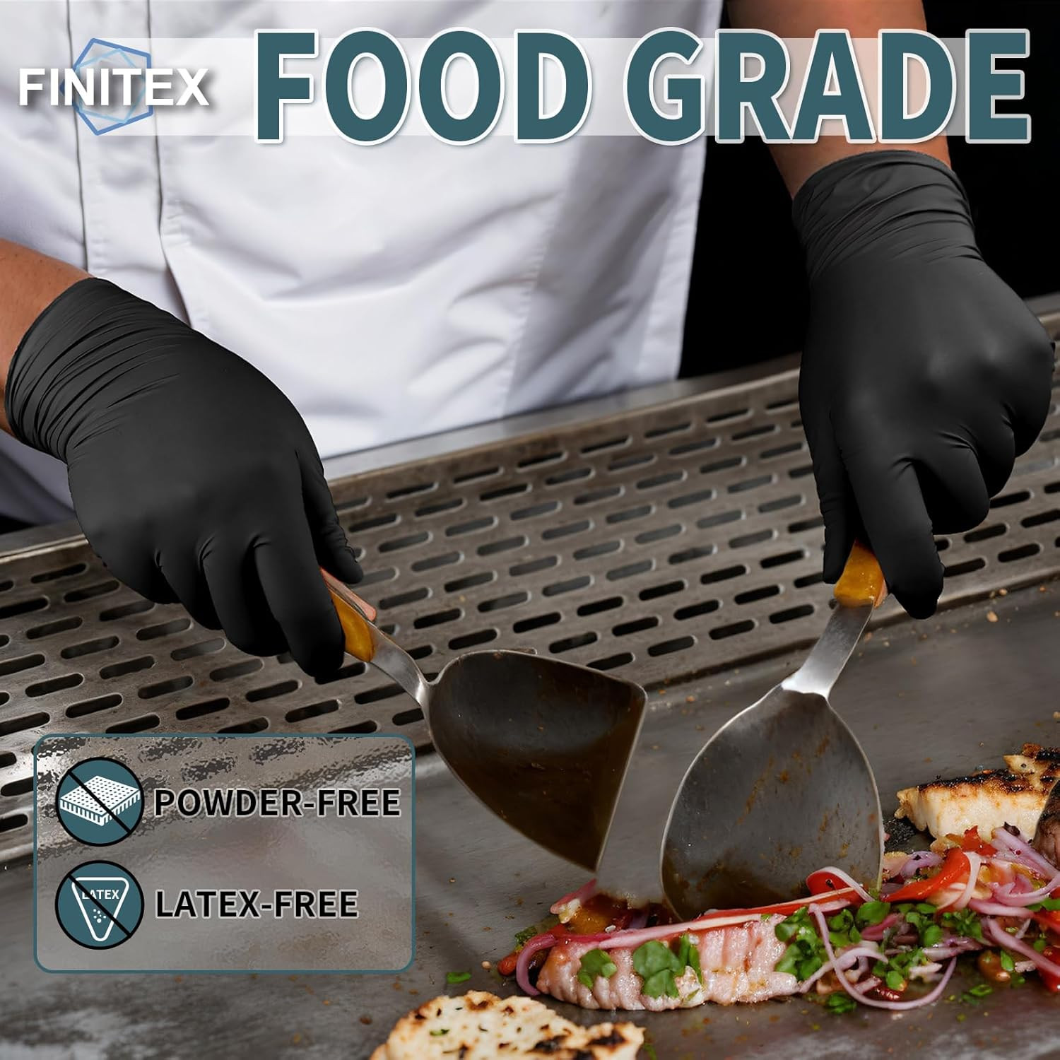FINITEX – Black Nitrile Disposable Gloves, 5Mil, Powder-Free, Medical Exam Latex