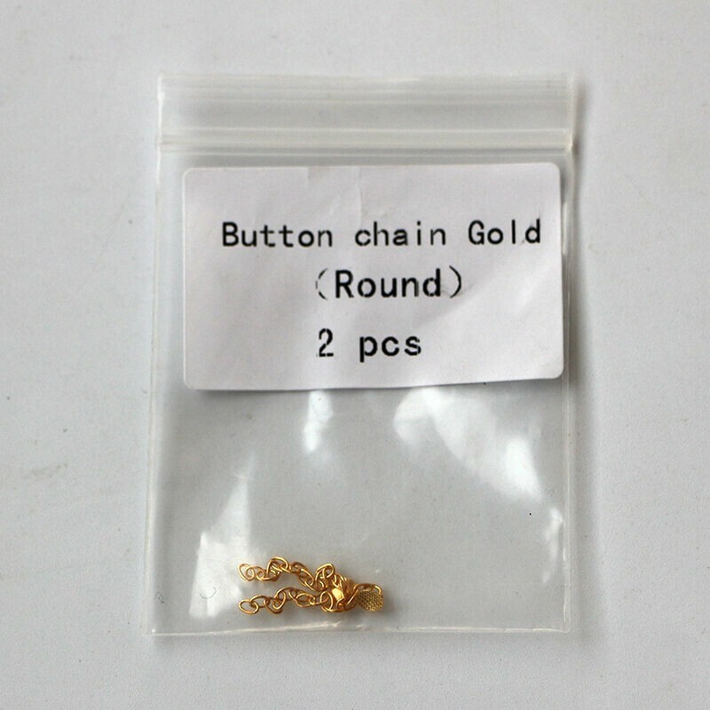 1-100×Dental Orthodontic Button Chains Lingual Chain Gold Plated Round 2pcs/pack