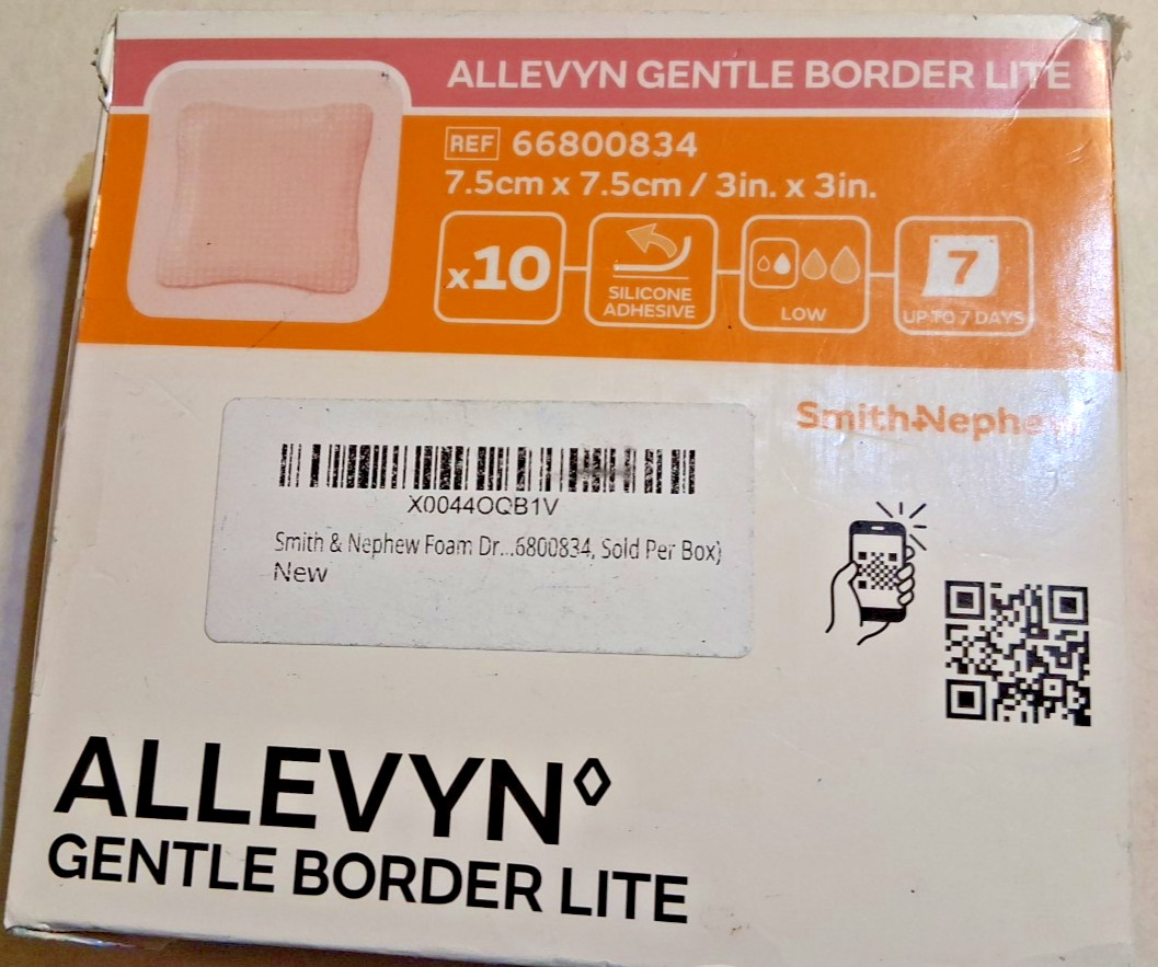 💥 Smith & Nephew Allevyn Gentle Border Lite Thin Foam Dressing 3 x 3″ 8 in Box