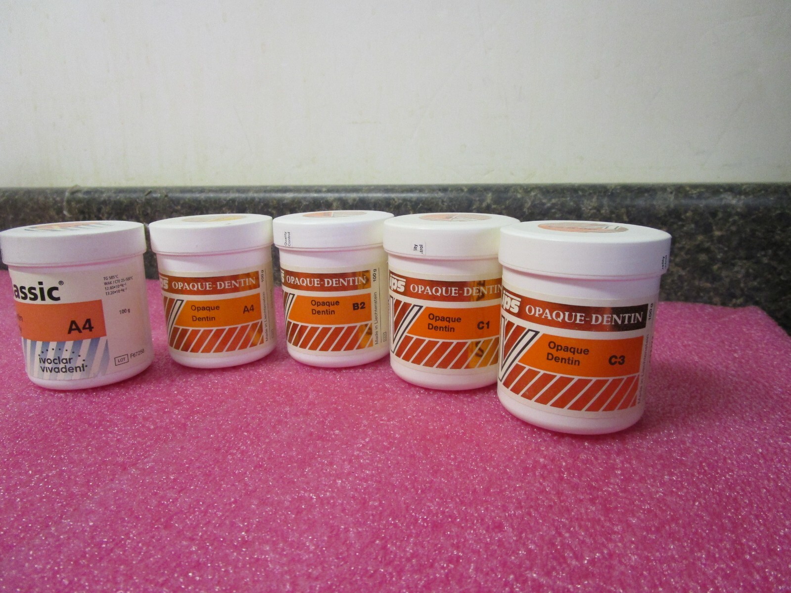 Qty (5) Approximately 50% Full Ivoclar IPS Opaque Dentin Metal Ceramic & Refill