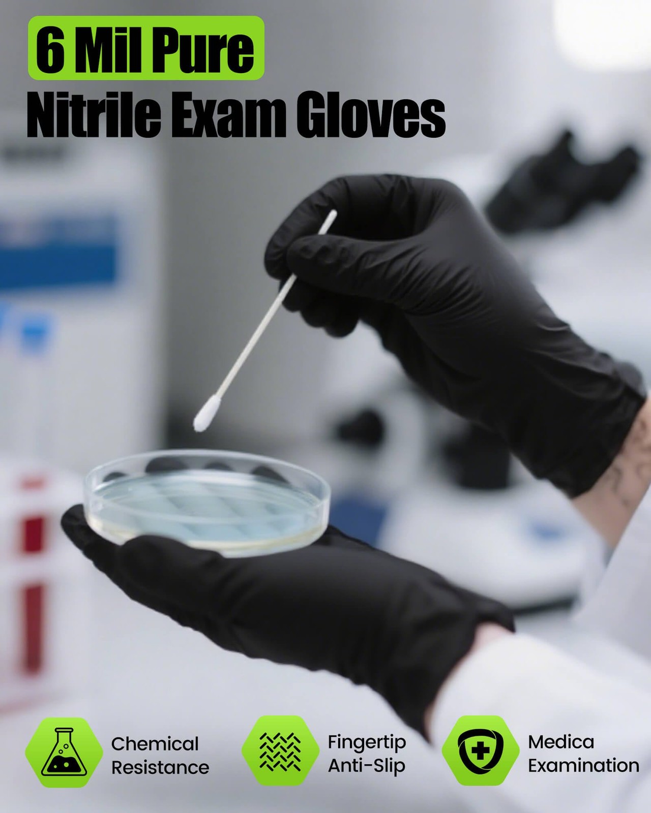 6 Mil Black Nitrile Gloves Large – Heavy Duty Disposable Latex & , Resistant,…