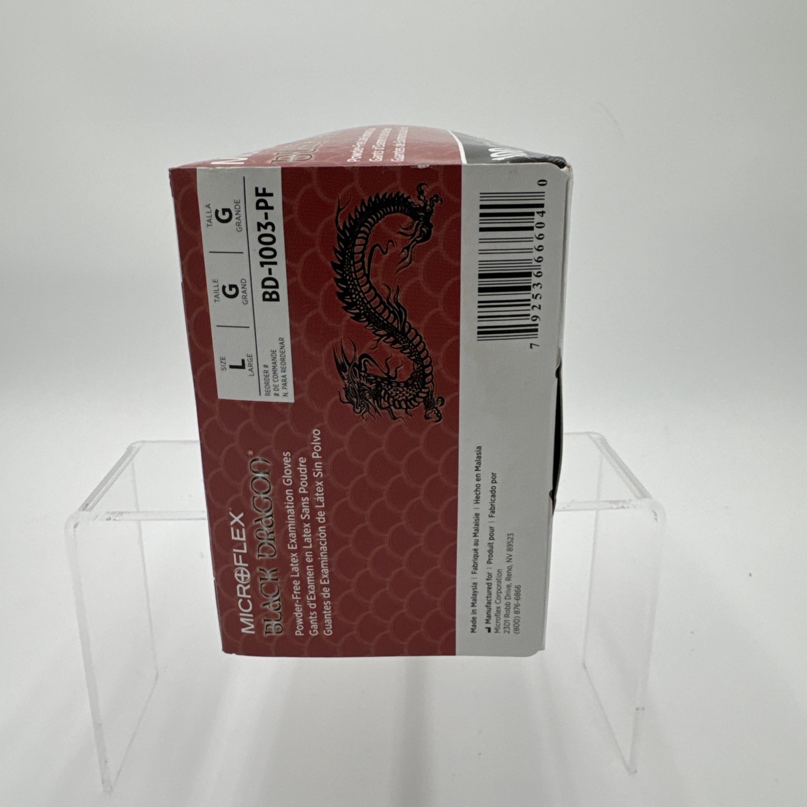 *100-Gloves Microflex Black Dragon PF Examination Latex BD-1003-PF, Size Large