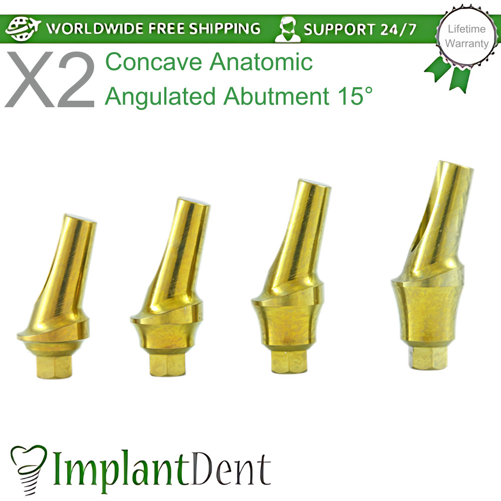 2x Concave Anatomic Angulated Dental Prosthetics 15° Int Hex 2.42 Connection