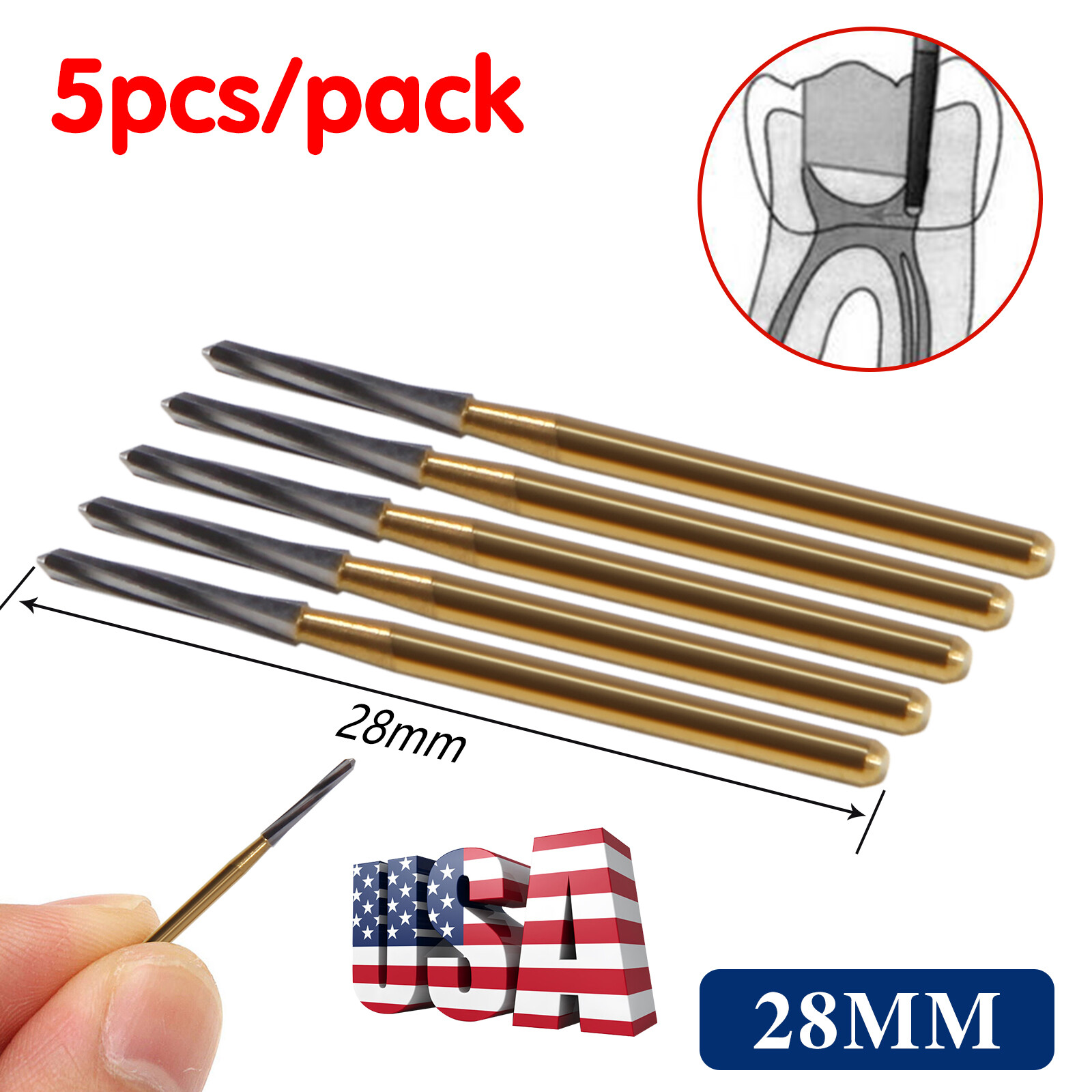 50 Pcs Dental Endo-Z Bur Carbide Tungsten Surgical Cutter Drill Burr 1.0*28mm
