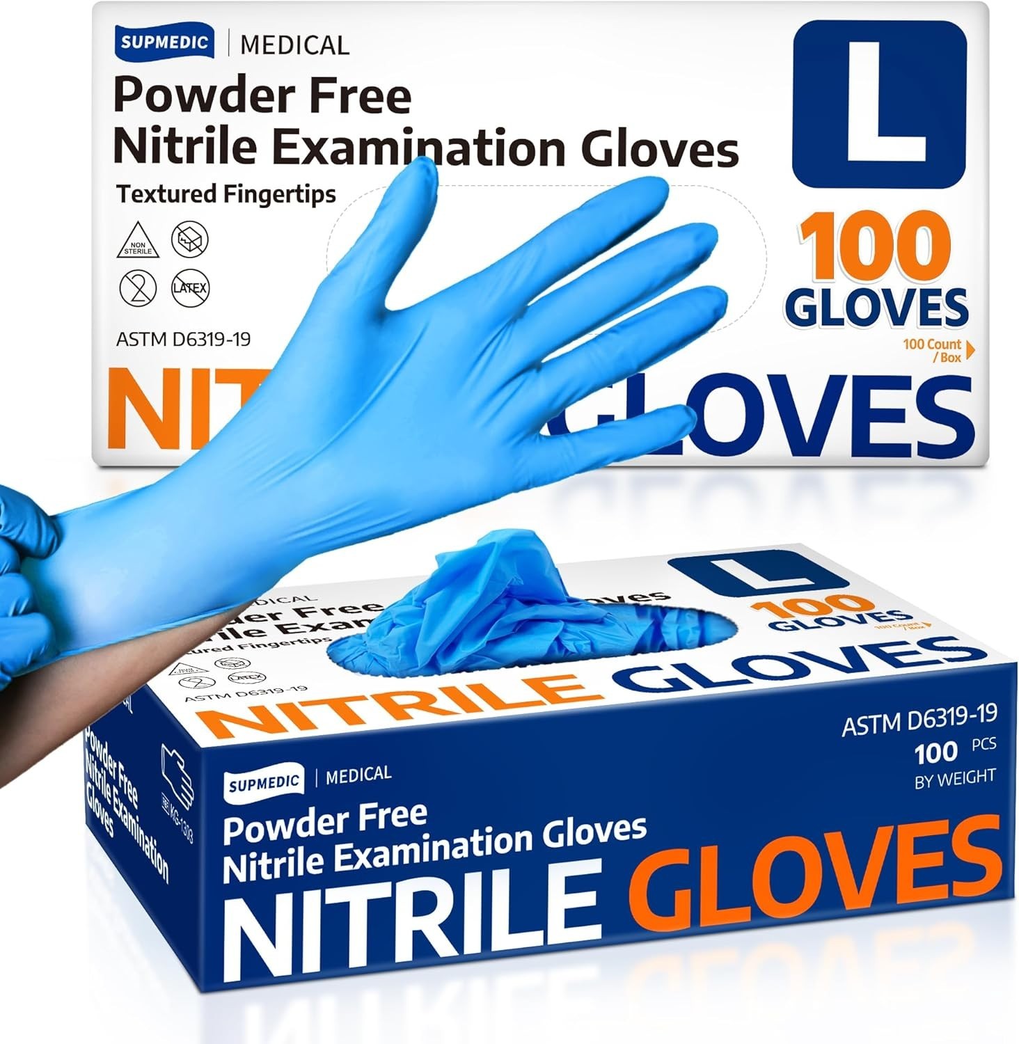 Comfort Fit Blue Nitrile Gloves, 100 Pack – Medical/ Food Safe & Dexterous