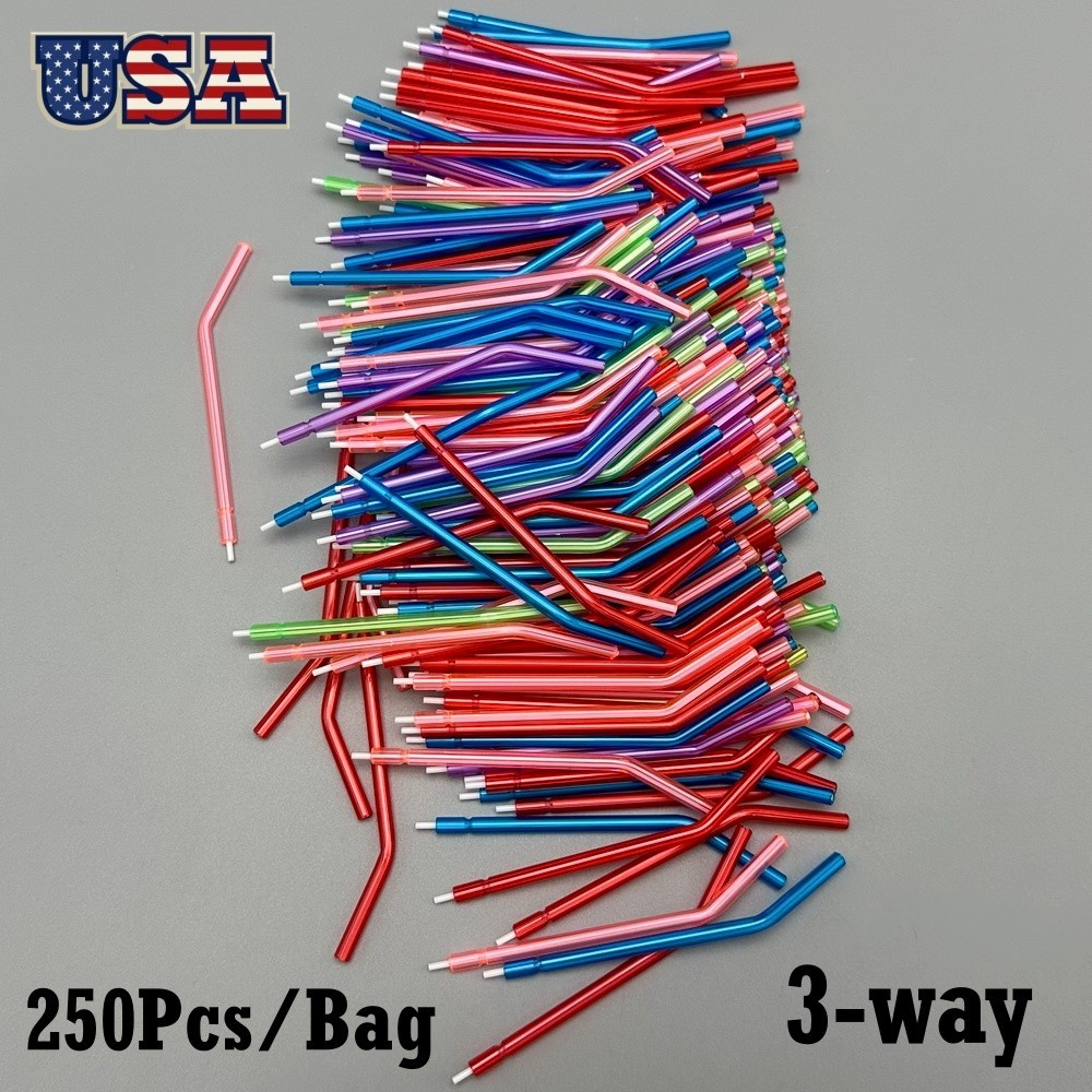 250pcs Dental 3-Way Air Water Syringe Disposable Spray Tips Triple Nozzles Tubes