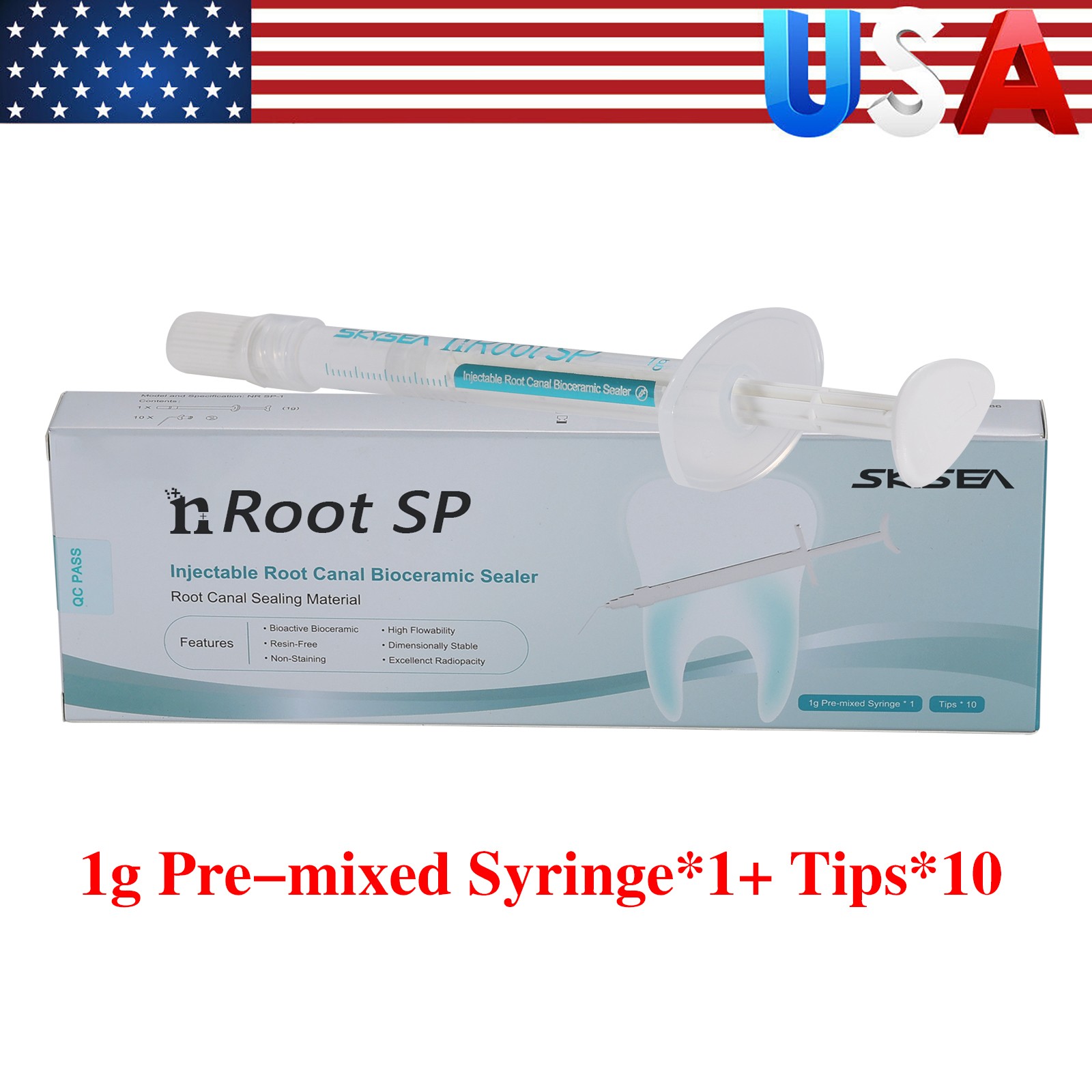 1g (nRoot SP) Dental Bioseal Bioceramic Root Canal Sealer1.0g syringe + 10 tips