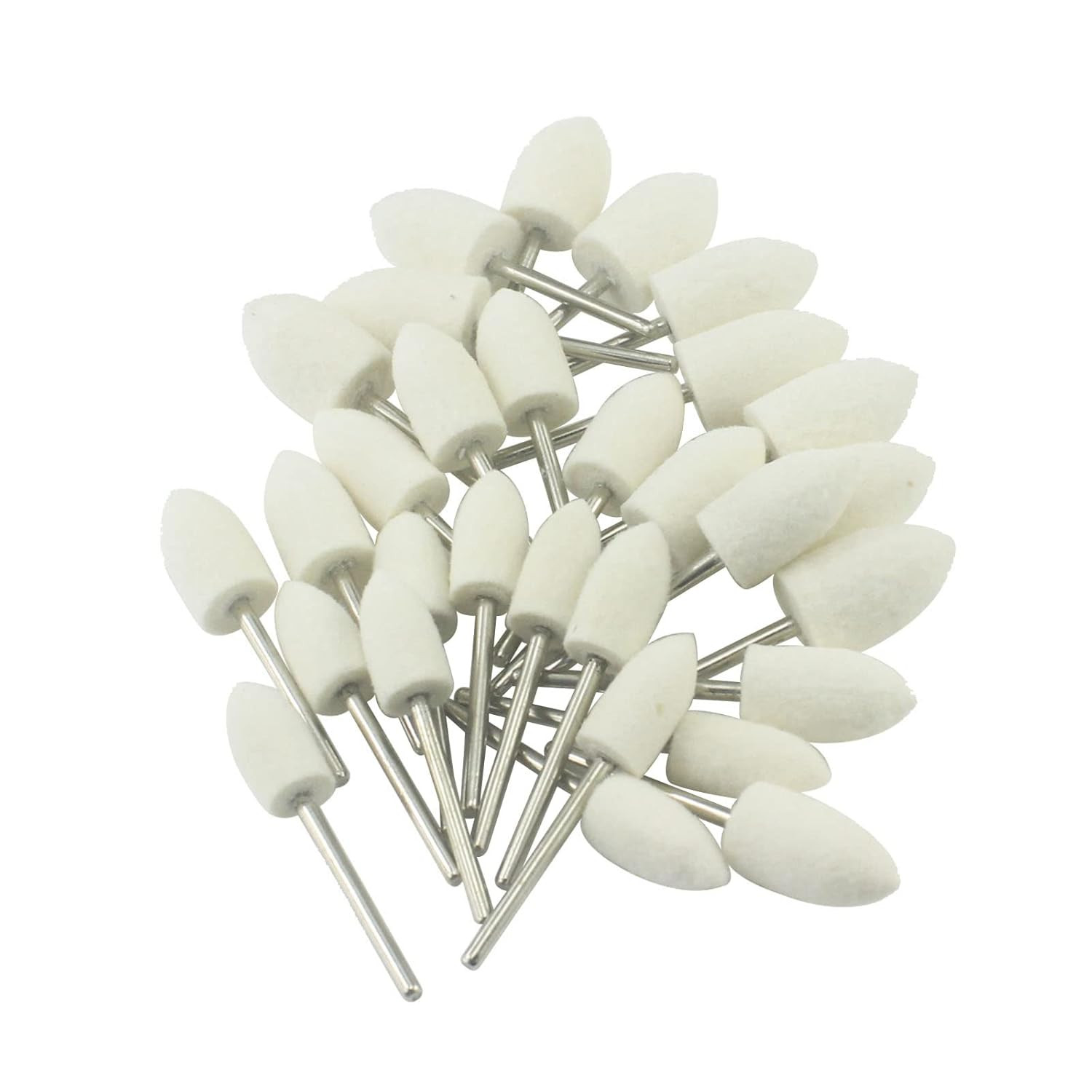 30 Pcs Wool Felt Polishing Bits, 3/32» Shank Cone Shape Wool Polishing Points f