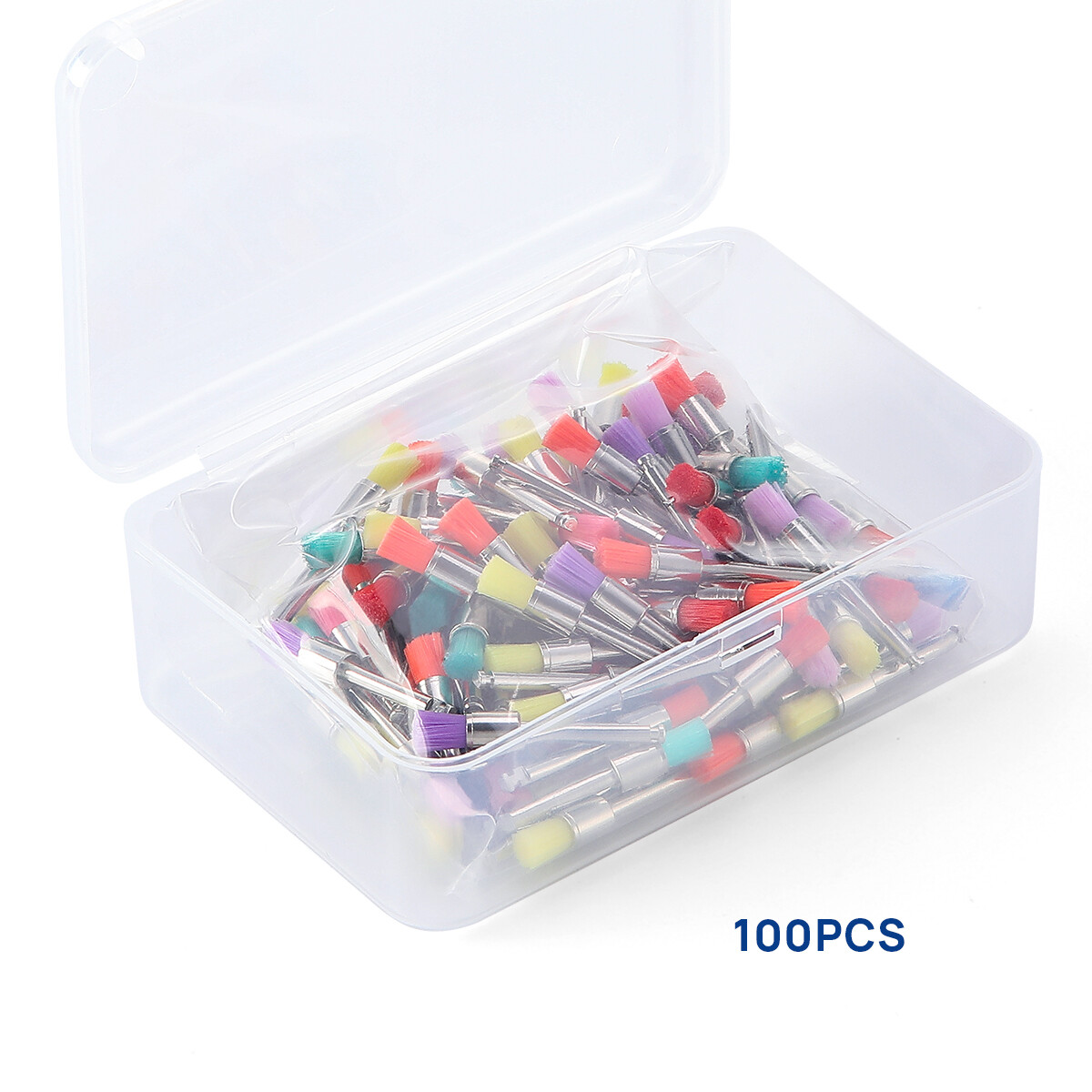 100pcs Dental Nylon Bowl Polishing Polisher Prophy Flat Type Colorful Brushes