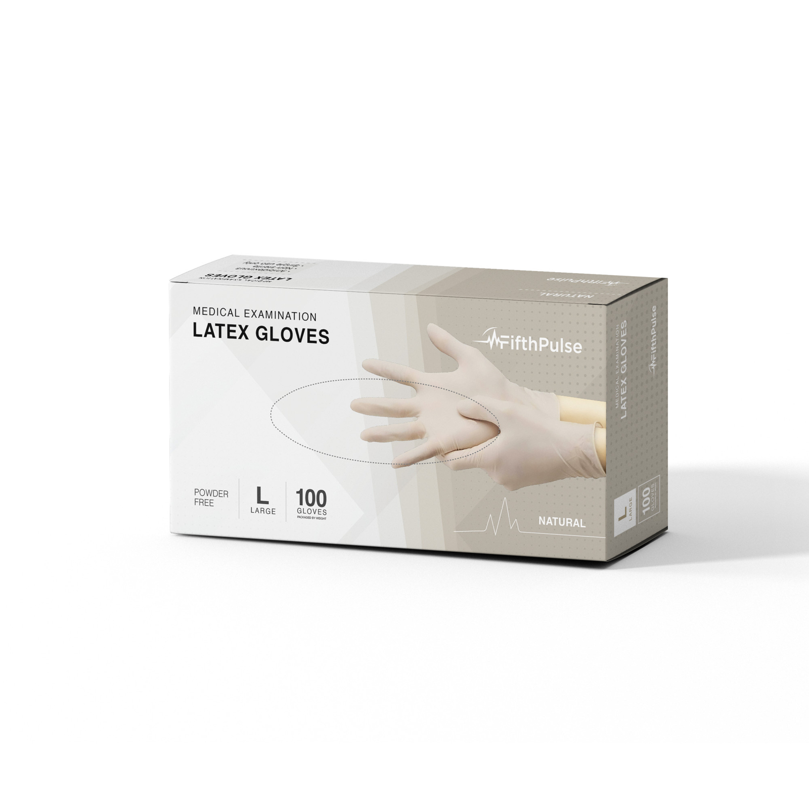 FifthPulse Medical Exam Latex Gloves Powder Free Disposable 100 Ct L Natural