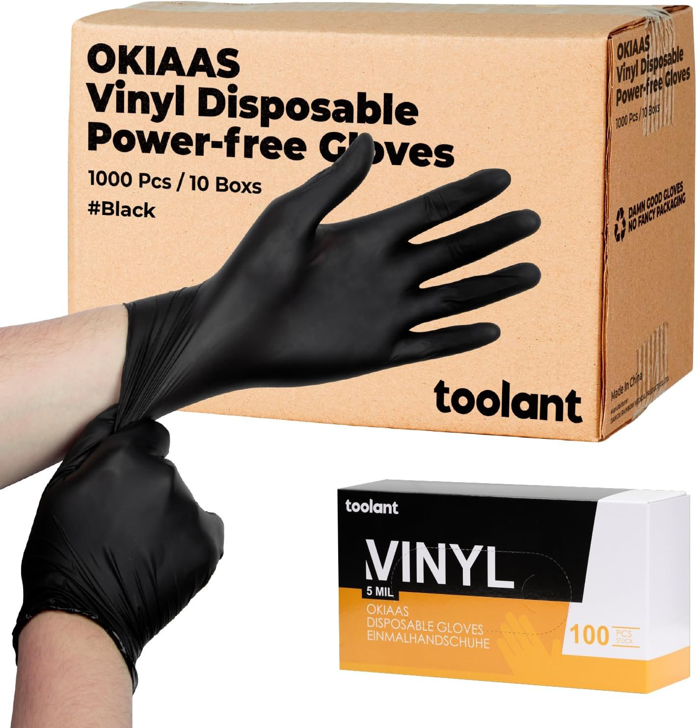 Guantes desechables de vinilo negro/rosa sin látex grado alimenticio 5 mil